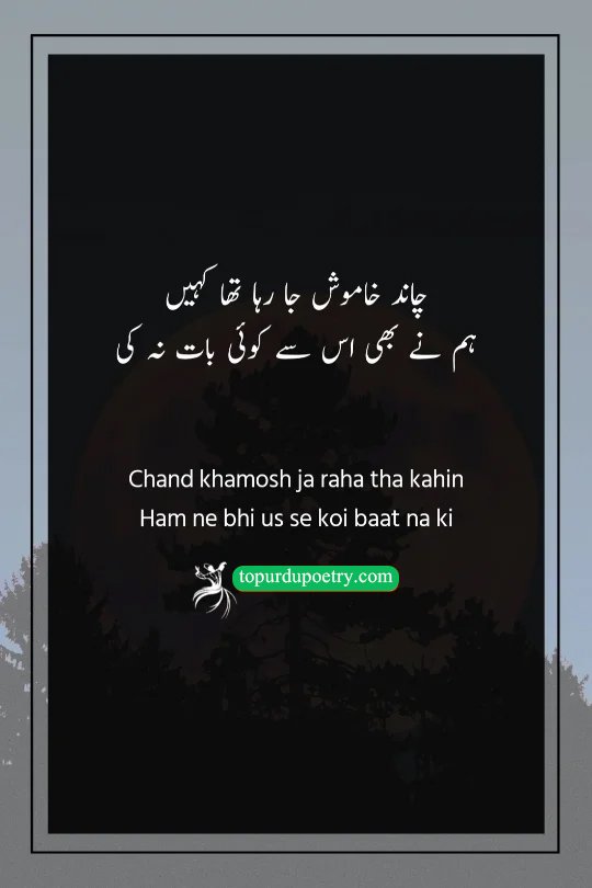 moon poetry in urdu: A minimalist, dark visual of a pale moon partially hidden by a passing cloud, with the silhouette of a person looking away from the sky, symbolizing the mutual silence described in the poetry.