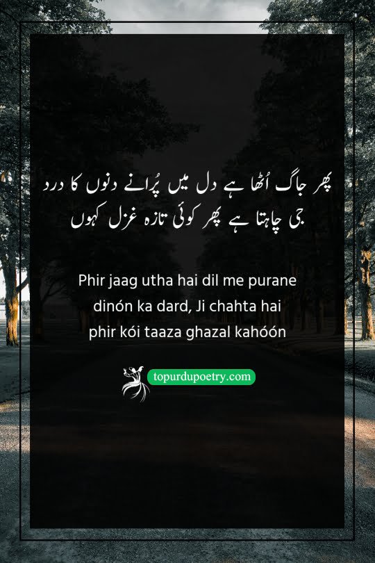 dard e mohabbat poetry: A couplet describing how the resurgence of past pain inspires a poet to create new poetry, turning old sorrows into fresh creative expression.