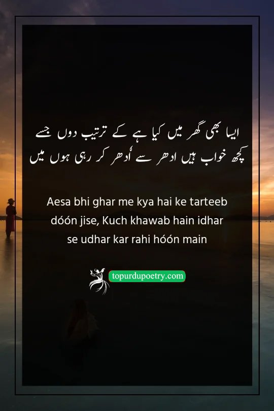 sad poetry copy paste: A poignant couplet where the poet reflects on an empty home, choosing to rearrange their dreams instead of physical belongings.