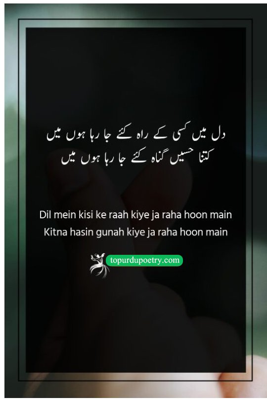love poems about eyes: A romantic and bold couplet by Jigar Moradabadi about the beautiful 'sin' of winning a beloved's heart.